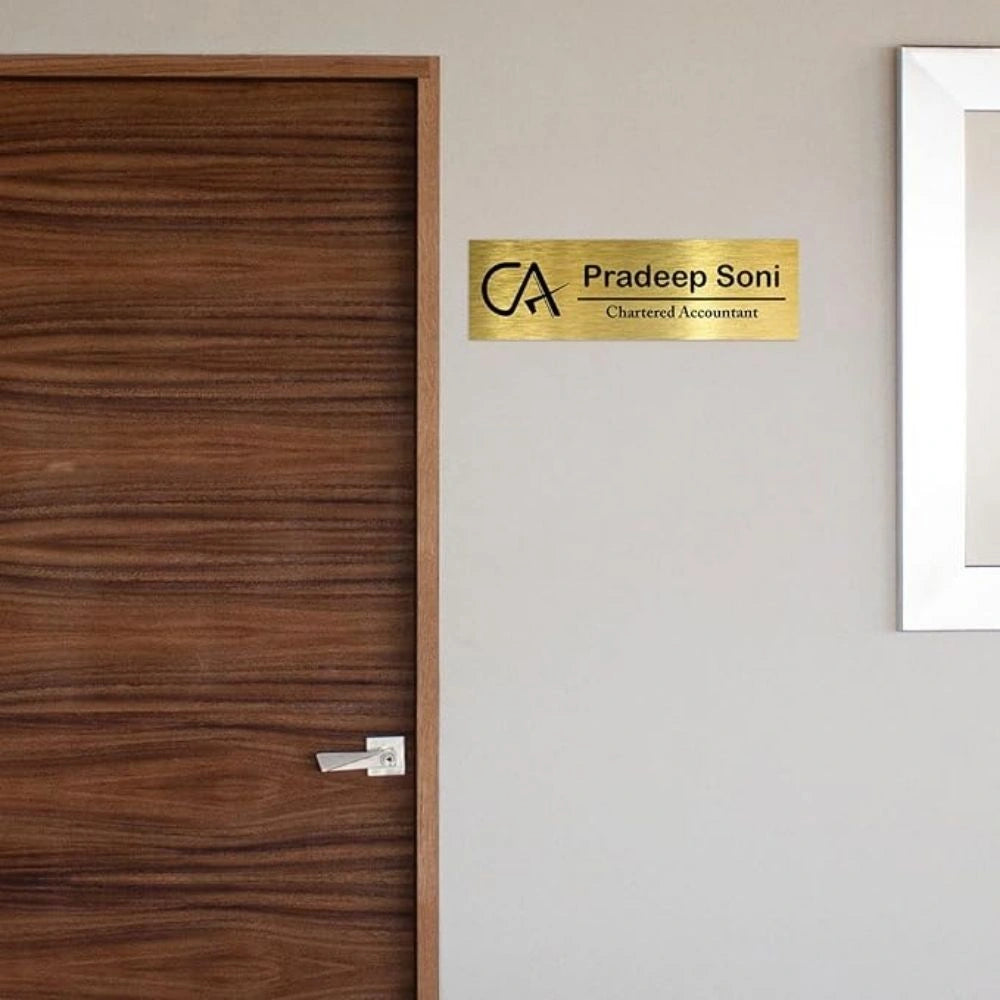Professional Personalized Metal Nameplate for Chartered Accountants - Premium Office Door Sign 3 x 12 Inches