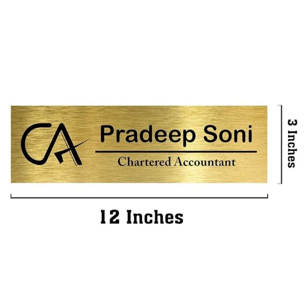 Professional Personalized Metal Nameplate for Chartered Accountants - Premium Office Door Sign 3 x 12 Inches
