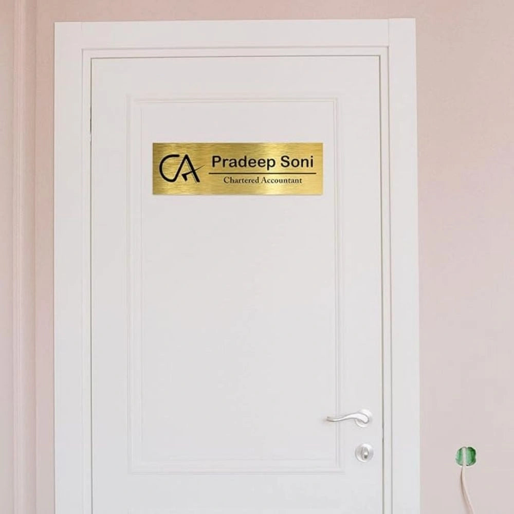 Professional Personalized Metal Nameplate for Chartered Accountants - Premium Office Door Sign 3 x 12 Inches
