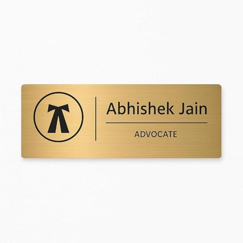 Personalised Metal Nameplate for Lawyers & Advocates for Office Door Name Plate - Professional Legal Chamber Signage (3x12 Inch