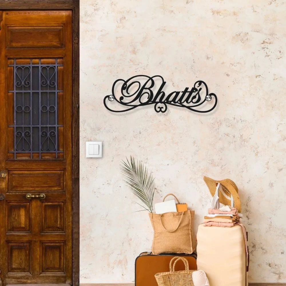 Personalized Surname Metal Door Nameplate - Custom Laser Cut Family Name Sign