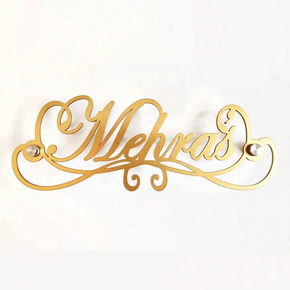 Personalized Surname Metal Door Nameplate - Custom Laser Cut Family Name Sign