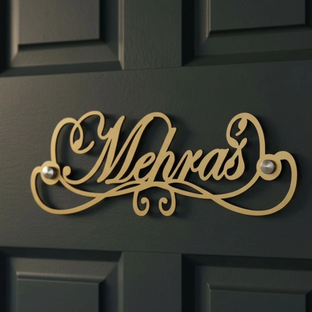 Personalized Surname Metal Door Nameplate - Custom Laser Cut Family Name Sign
