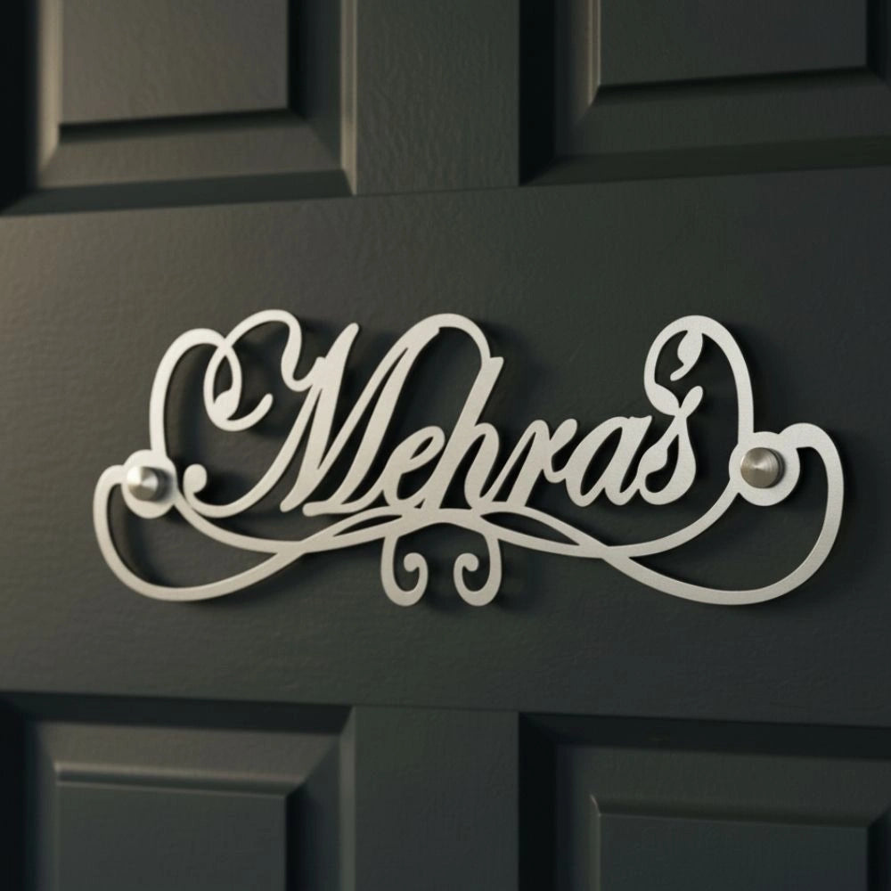 Personalized Surname Metal Door Nameplate - Custom Laser Cut Family Name Sign