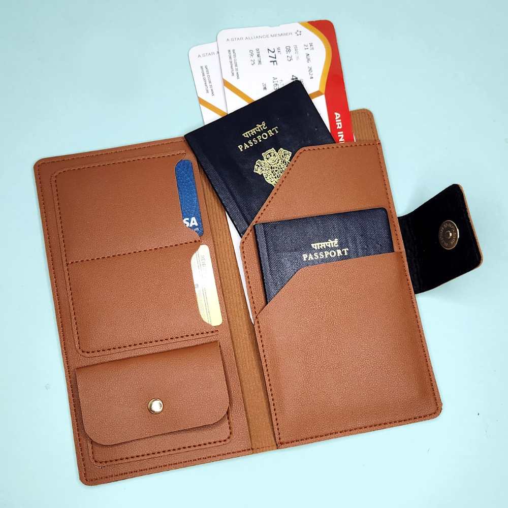 MOSKAI Personalised PU Leather Passport & Travel Organizer