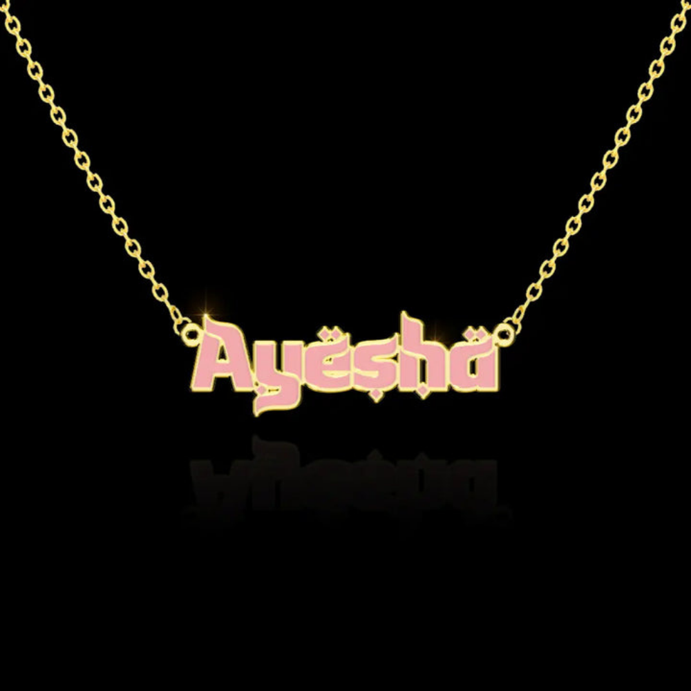 Moskai Personalized Pink Enamel Pendant | Custom Name Necklace for Her | Anti-Tarnish Finish