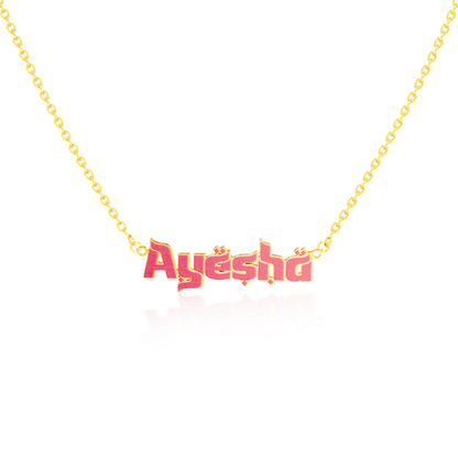 Moskai Personalized Pink Enamel Pendant | Custom Name Necklace for Her | Anti-Tarnish Finish