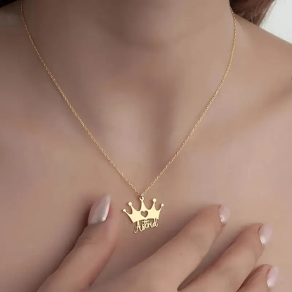 Moskai Personalised Queen Crown Pendant with Name | Best Gift for Girlfriend