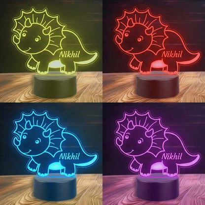 Moskai Personalised Rhino LED Lamp with Name – Custom 3D Night Light for Kids Room