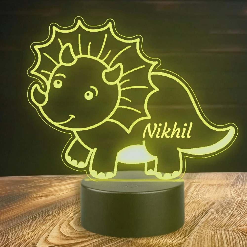 Moskai Personalised Rhino LED Lamp with Name – Custom 3D Night Light for Kids Room