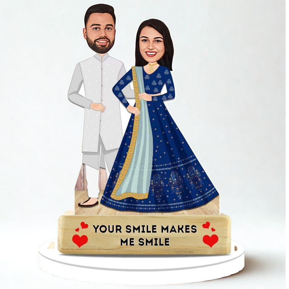 Personalized Indian Wedding Couple Caricature Table Decor