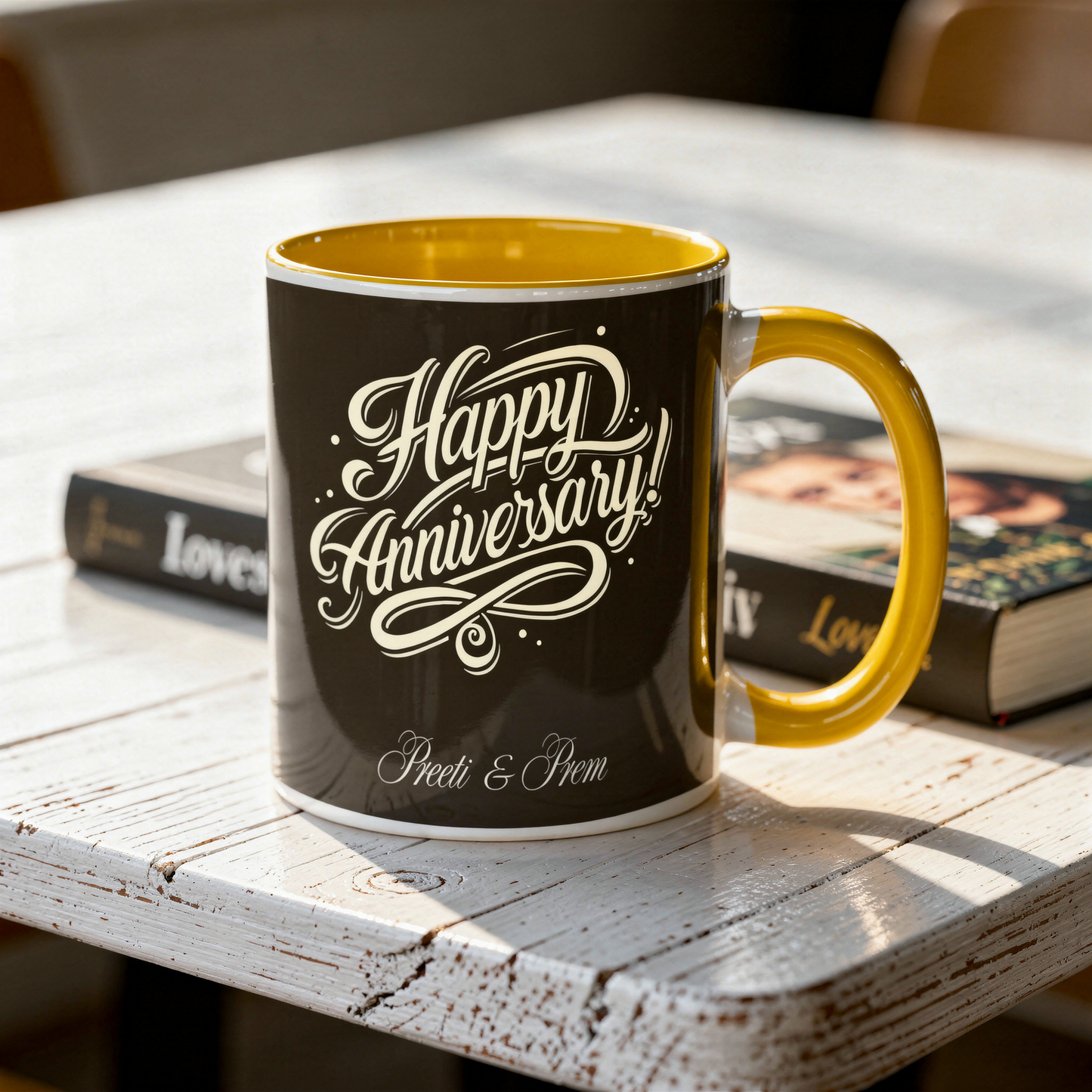 Anniversary Celebration Ceramic Mug for Couples Romantic Gift by Moskai