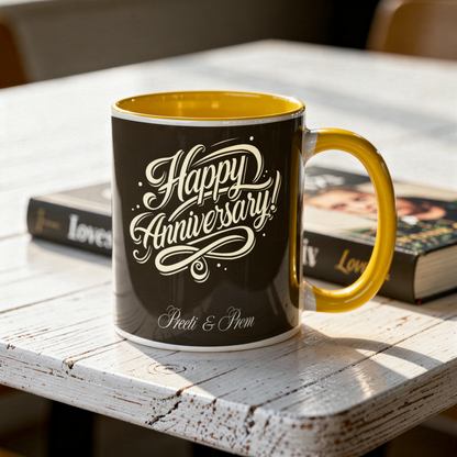 Anniversary Celebration Ceramic Mug for Couples Romantic Gift by Moskai