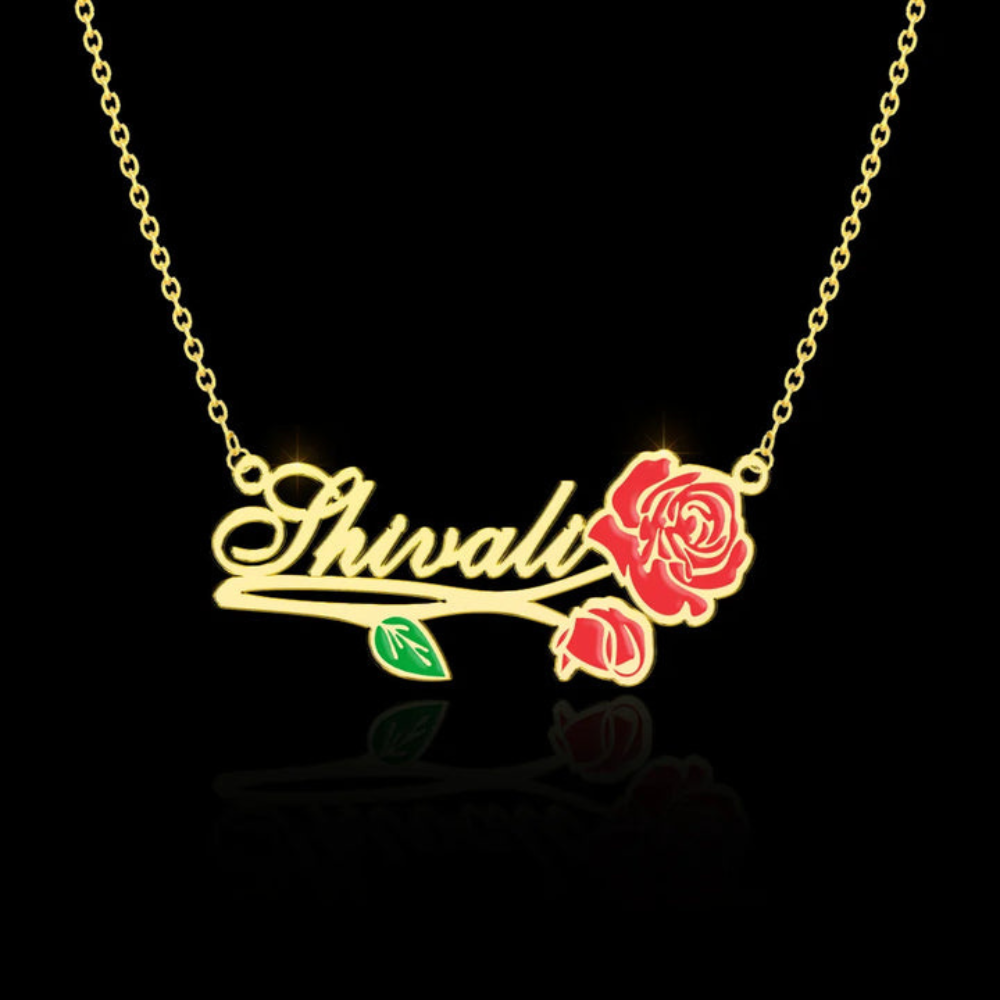 Moskai Personalised Rose Name Pendant | Custom Valentine Jewelry