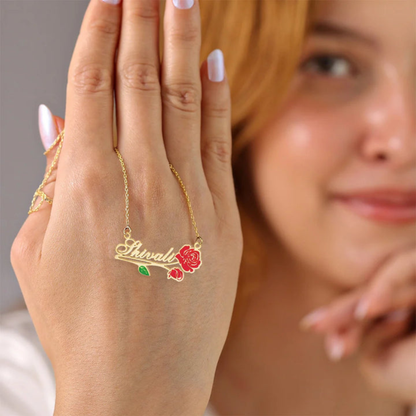 Moskai Personalised Rose Name Pendant | Custom Valentine Jewelry