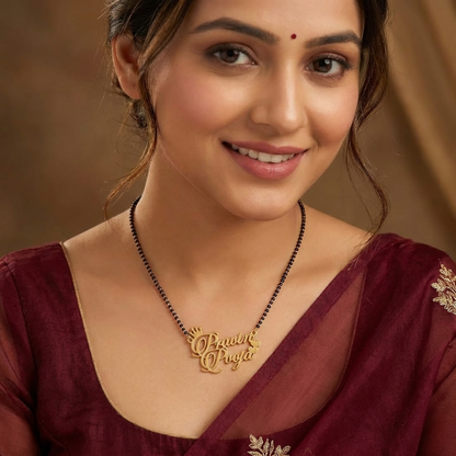 Moskai Personalized Couple Name Mangalsutra with Crown Design Gold Plated