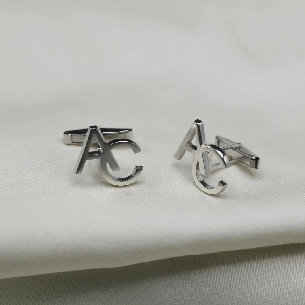 Personalized Initial Letter Cufflinks for Men - Custom Alphabet Brass Cufflinks for Wedding & Office
