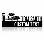 Personalized Pilot Desk Name Plate - Custom Aviation Stainless Steel Table Sign - Airline Captain & Aviator Office Decor