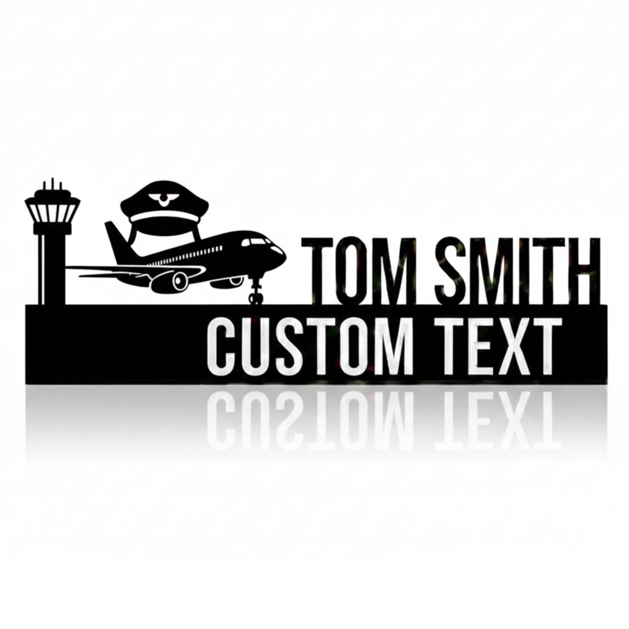 Personalized Pilot Desk Name Plate - Custom Aviation Stainless Steel Table Sign - Airline Captain & Aviator Office Decor