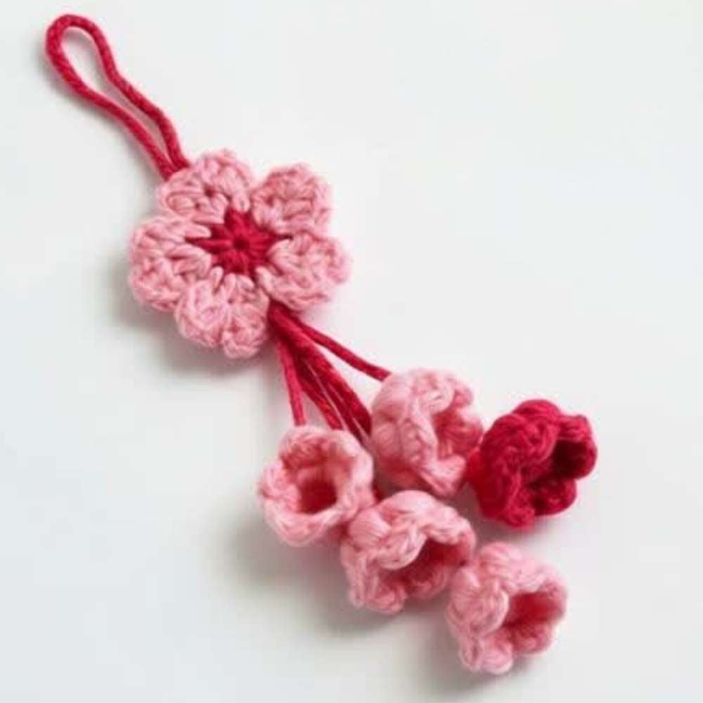 Elegant Pink Crochet Bag Charm