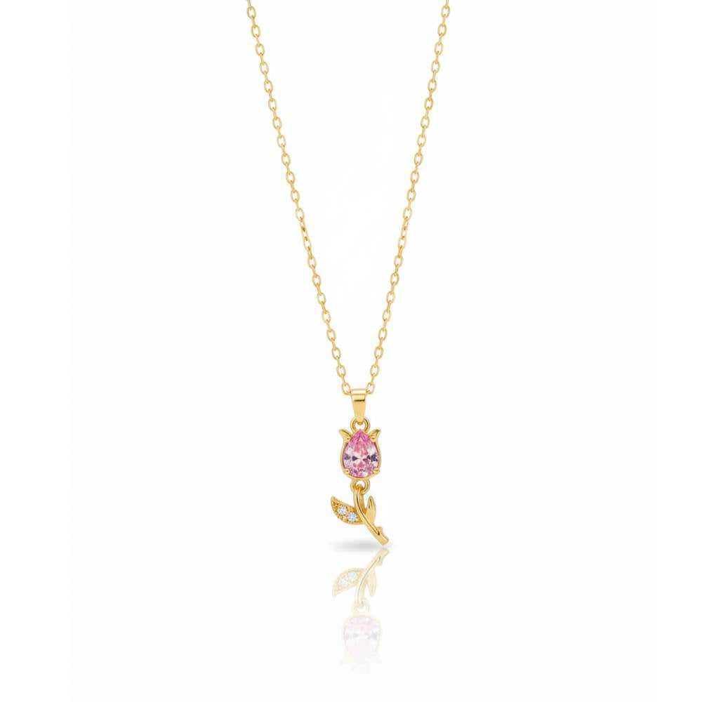Moskai Elegant Pink Diamond Rose Gold Plated Pendant – For Her