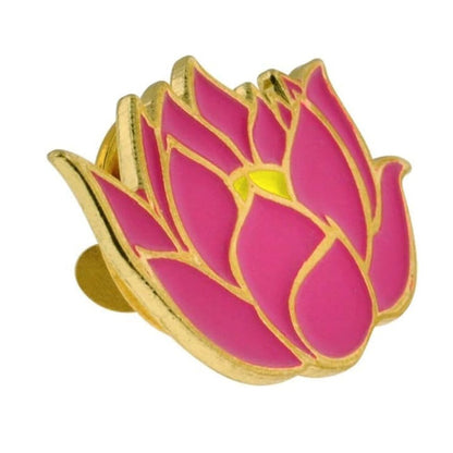 Pink Lotus Enamel Pin for Saree & Political Diplomats | Moskai Elegant Accessory