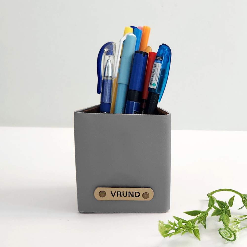 MOSKAI Triangle Vegan Leather Penstand With Suede Inner Lining