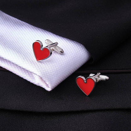 Moskai King of Hearts Cufflinks | Romantic Enamel Cufflinks for Men & Women