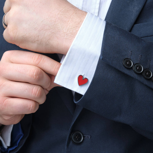 Moskai King of Hearts Cufflinks | Romantic Enamel Cufflinks for Men & Women
