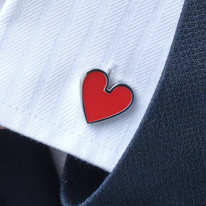 Moskai King of Hearts Cufflinks | Romantic Enamel Cufflinks for Men & Women