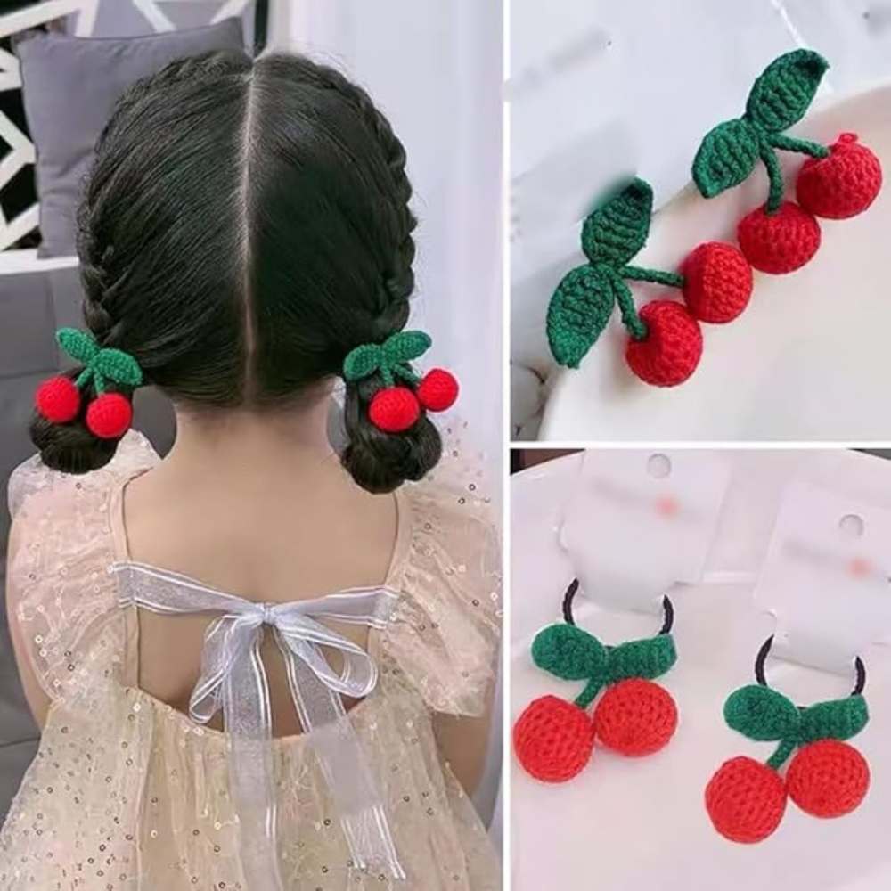 Red Cherry Crochet Hair Tie