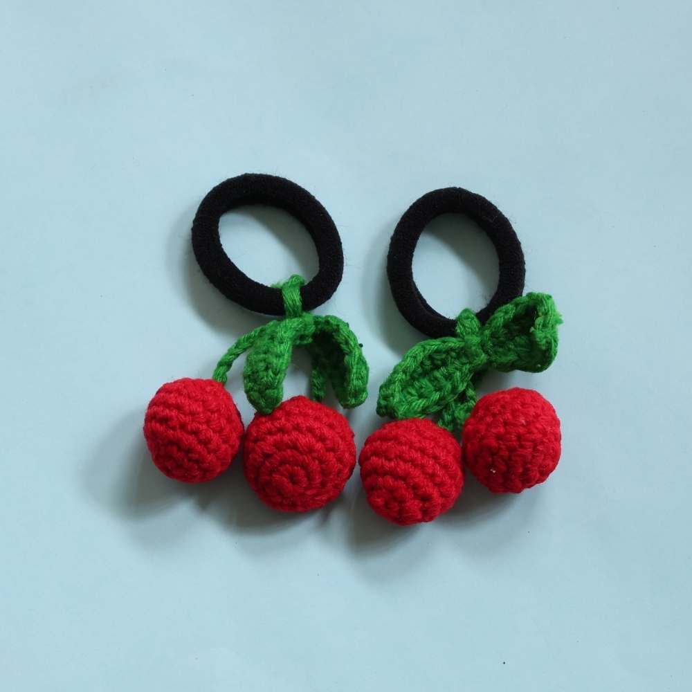 Red Cherry Crochet Hair Tie