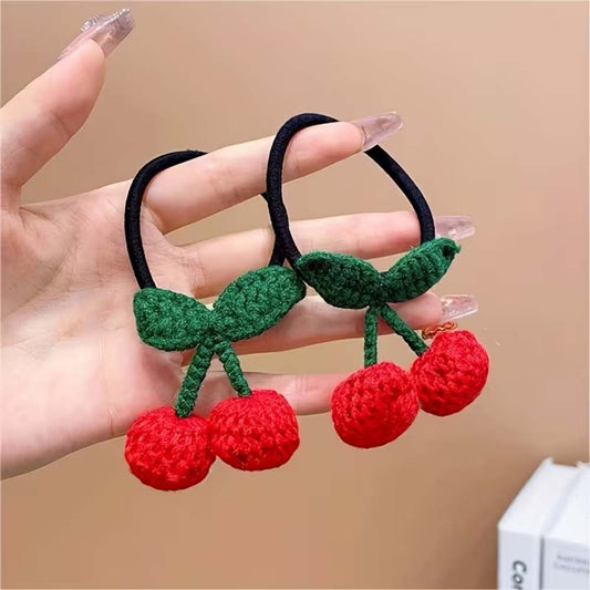 Red Cherry Crochet Hair Tie