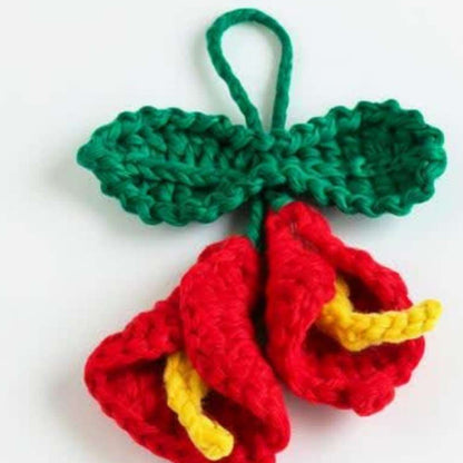 Red Flower Crochet Keychain