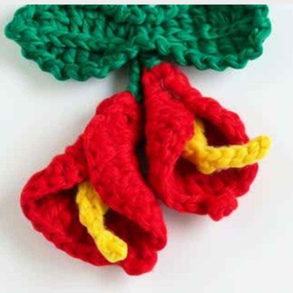 Red Flower Crochet Keychain