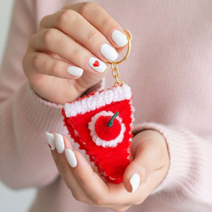 Red Velvet Cake Cute Fur Keychain