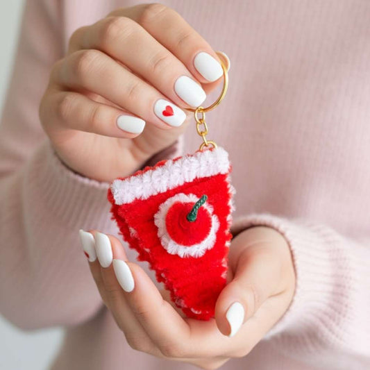 Red Velvet Cake Cute Fur Keychain
