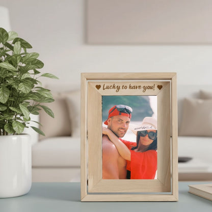 Moskai Personalized Rotating Wooden Frame with Couple Photo