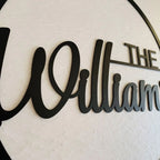 Personalized Round Ring Metal Surname Nameplate - Custom Home Entrance Decor 15 Inches