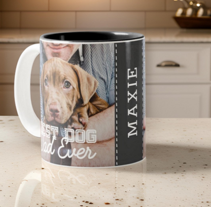 Moskai Best Dog Dad Photo Mug – Personalized Gift for Pet Fathers