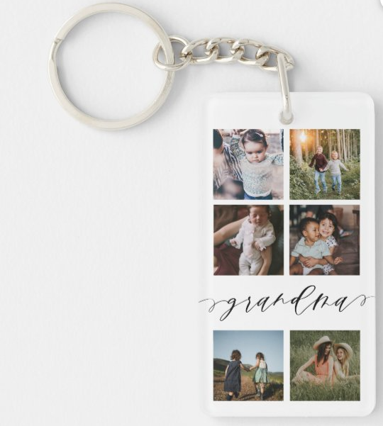 Moskai Personalized Grandma Photo Grid Collage Keyring