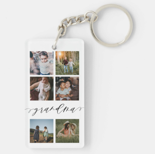 Moskai Personalized Grandma Photo Grid Collage Keyring