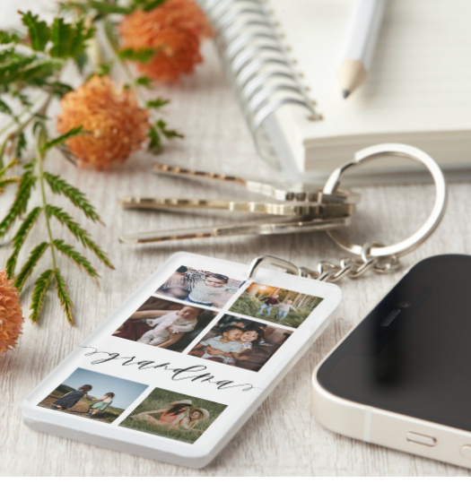 Moskai Personalized Grandma Photo Grid Collage Keyring