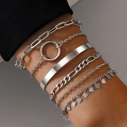 Silver Toned Silver Plated Bracelet | Contemporary Stackable Design