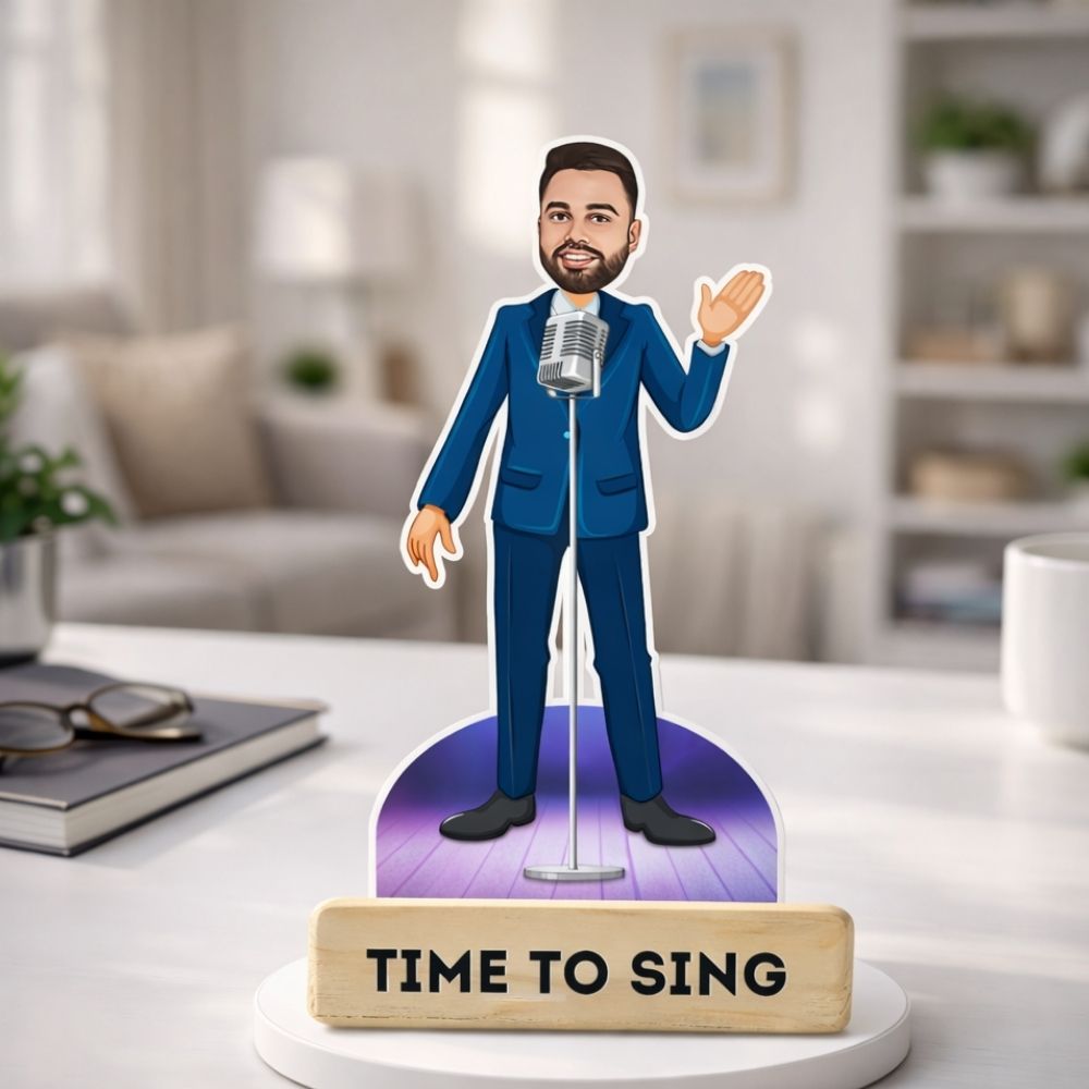 Singer Personalized Caricature Desk Stand | Custom Made by Moskai