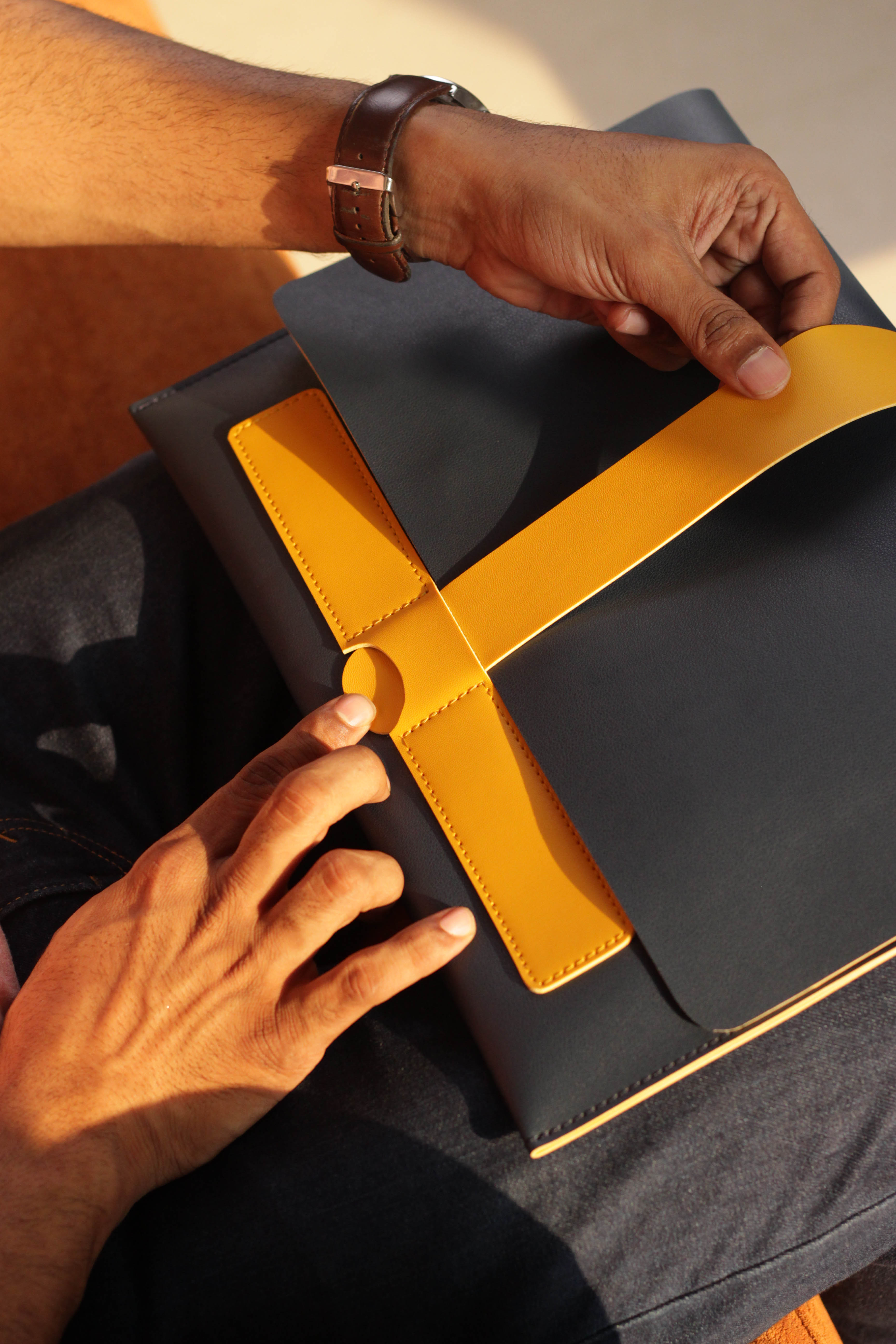 Laptop Sleeve Cum Organizer | Yellow & Blue