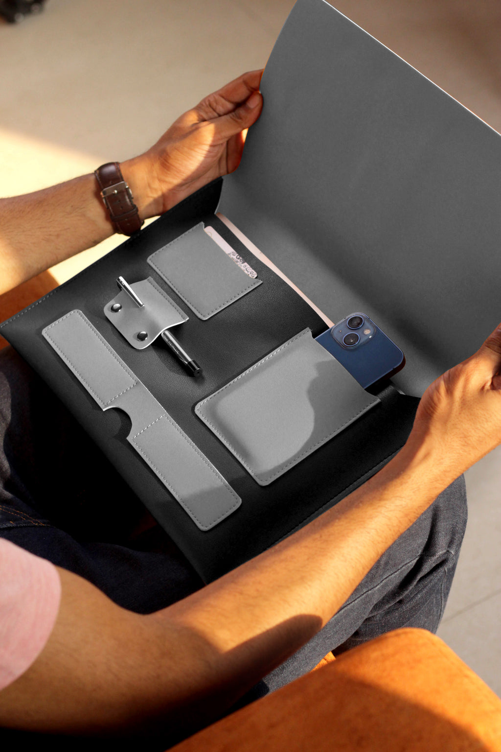 Laptop Sleeve Cum Organizer | Grey & Black