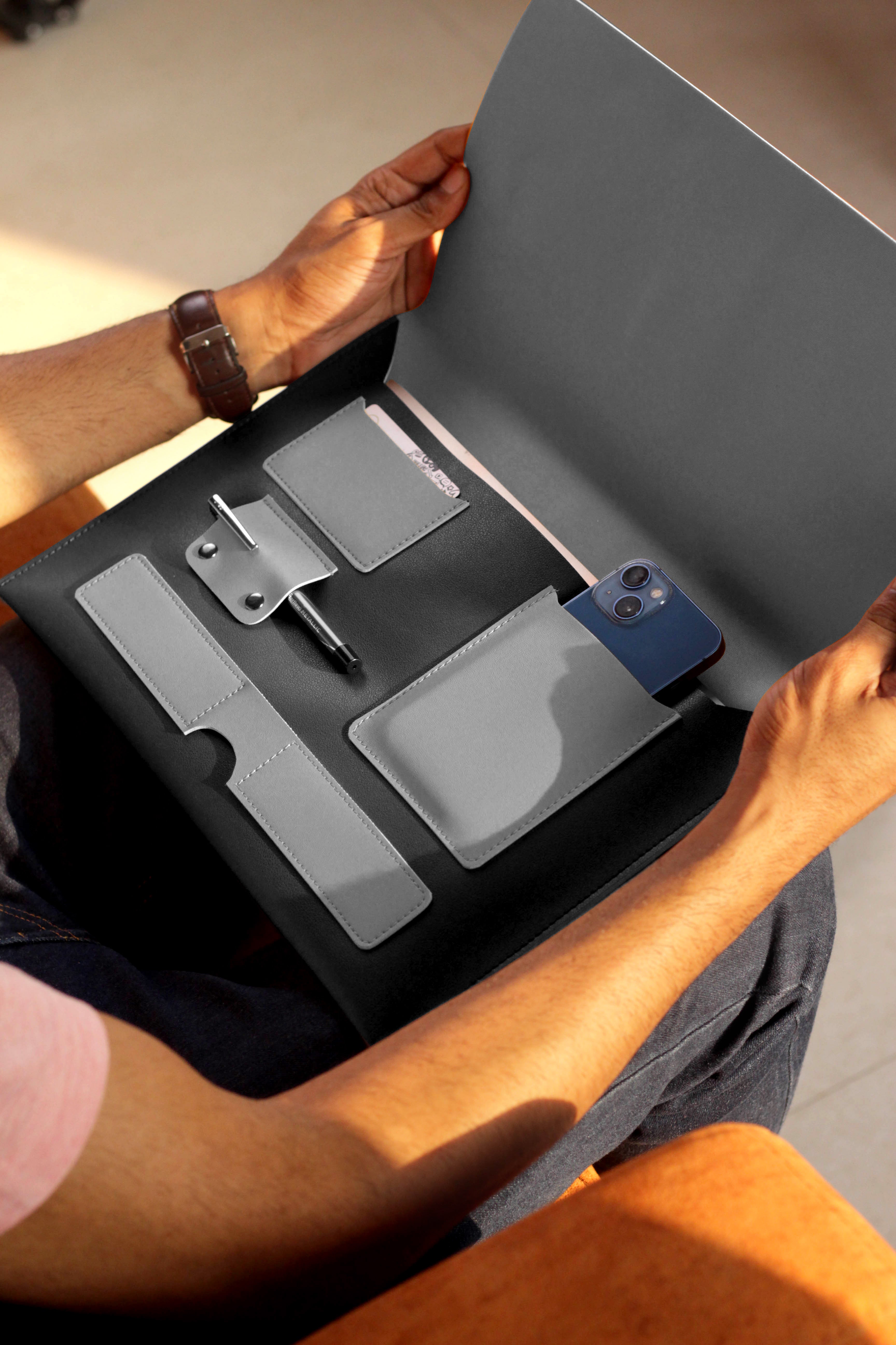 Laptop Sleeve Cum Organizer | Grey & Black