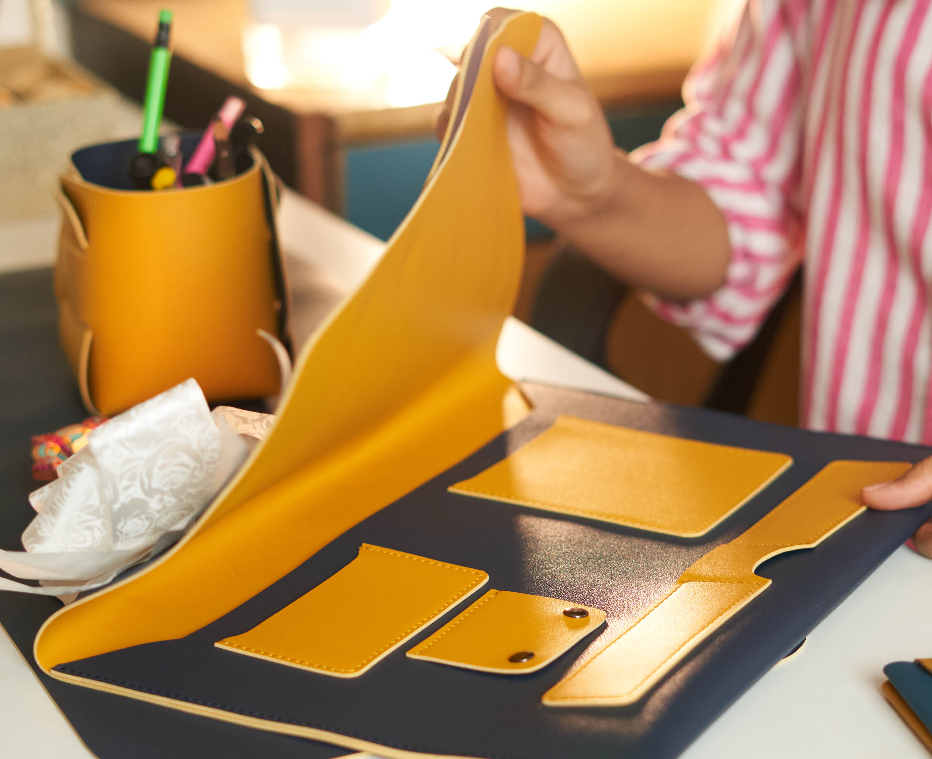 Laptop Sleeve Cum Organizer | Yellow & Blue