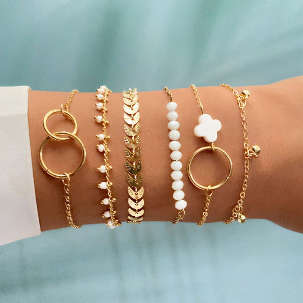 Stack Bracelet Set | Gold Plated and Silver Toned | Contemporary Adjustable Bangles